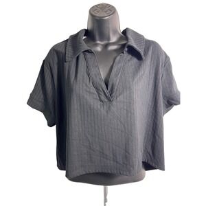 Isabel By Ingrid & Isabel Polo Shirt Womens Large Black Cropped Maternity Top